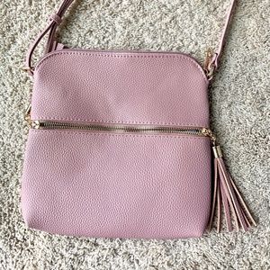 Mauve Crossbody Tassle Purse